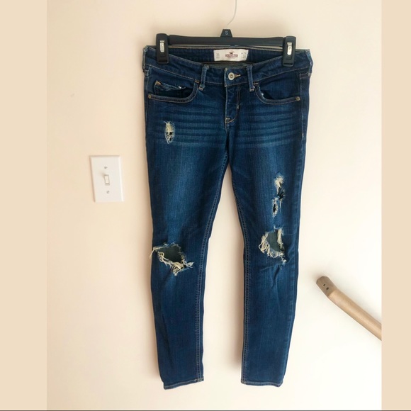 Hollister Denim - Hollister Dark Distressed Skinny High Rise Jeans